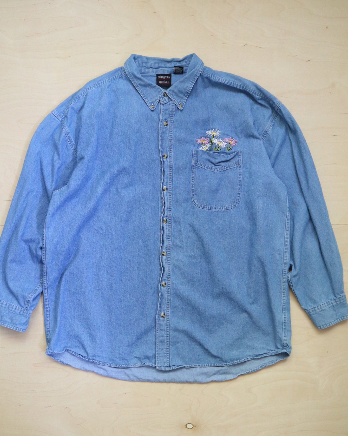 Embroidered Floral Denim Shirt (2XL/3XL)