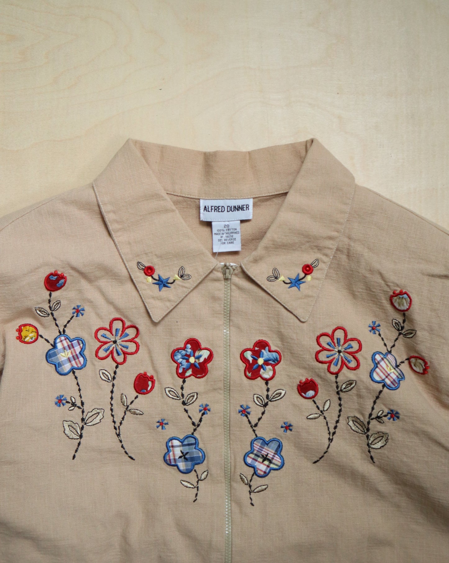 Khaki Flowers Cotton Jacket (L/XL)