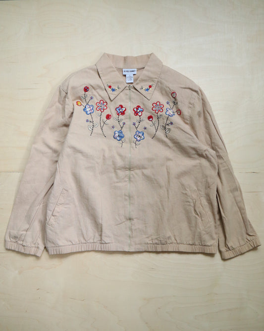 Khaki Flowers Cotton Jacket (L/XL)