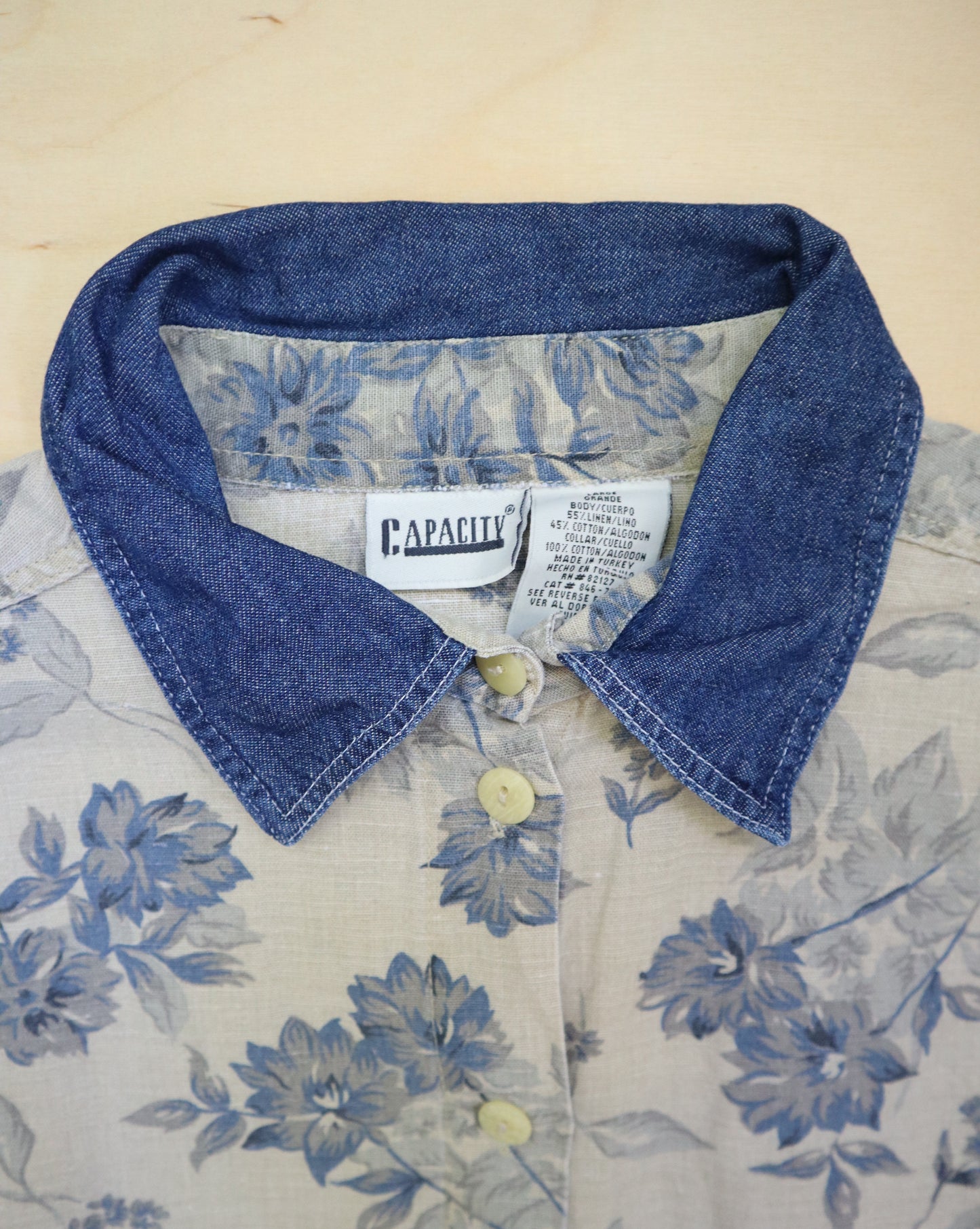 Floral Linen Denim Top (M/L)