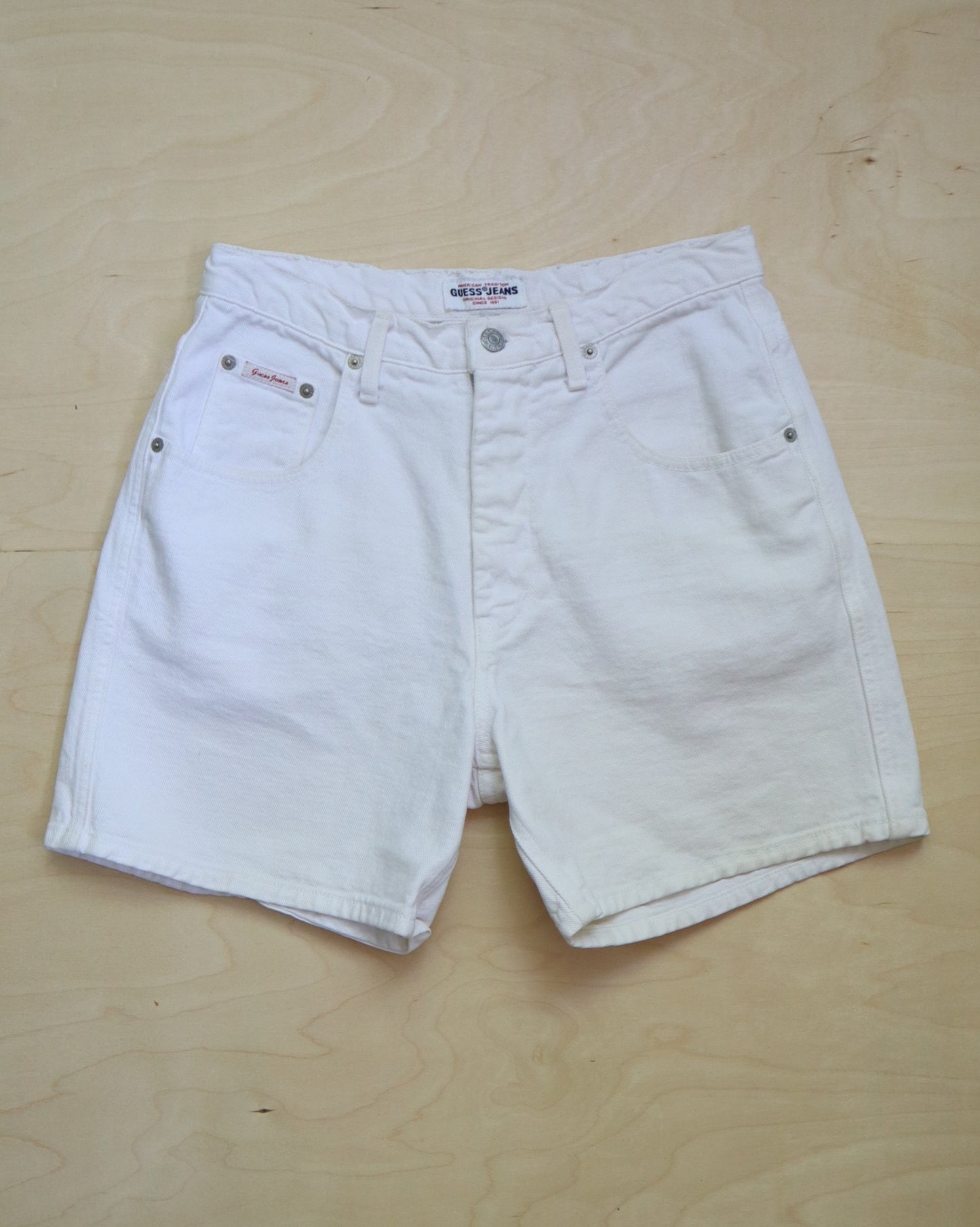 Vintage White Guess Jeans Shorts (28”)