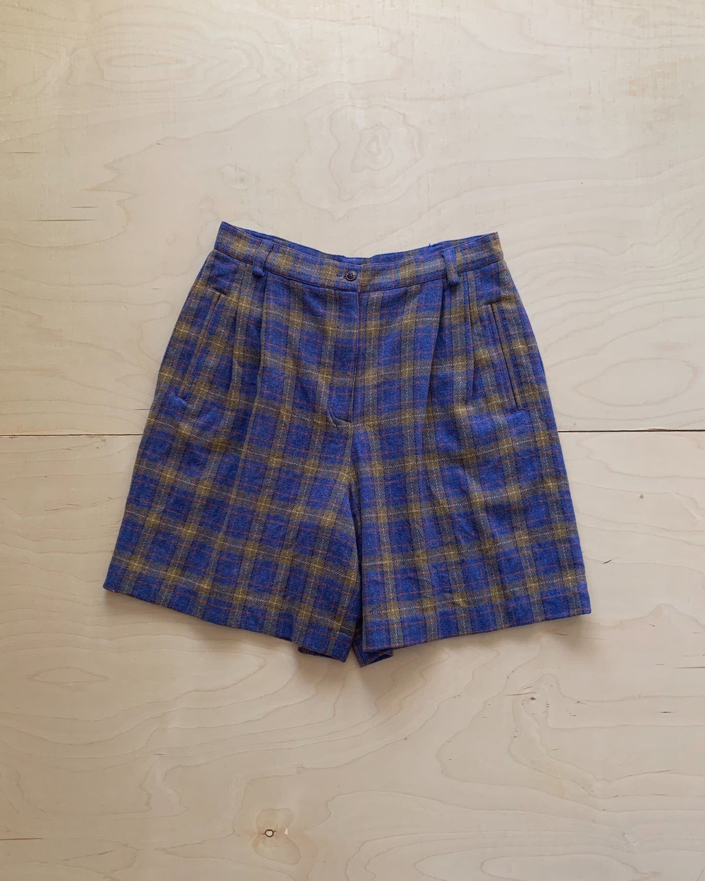 Vintage Plaid Wool Shorts (30")