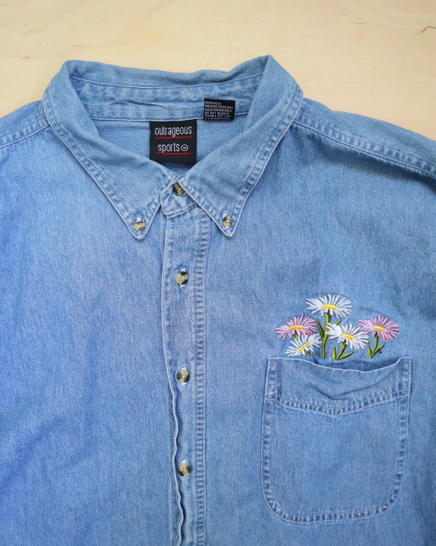 Embroidered Floral Denim Shirt (2XL/3XL)