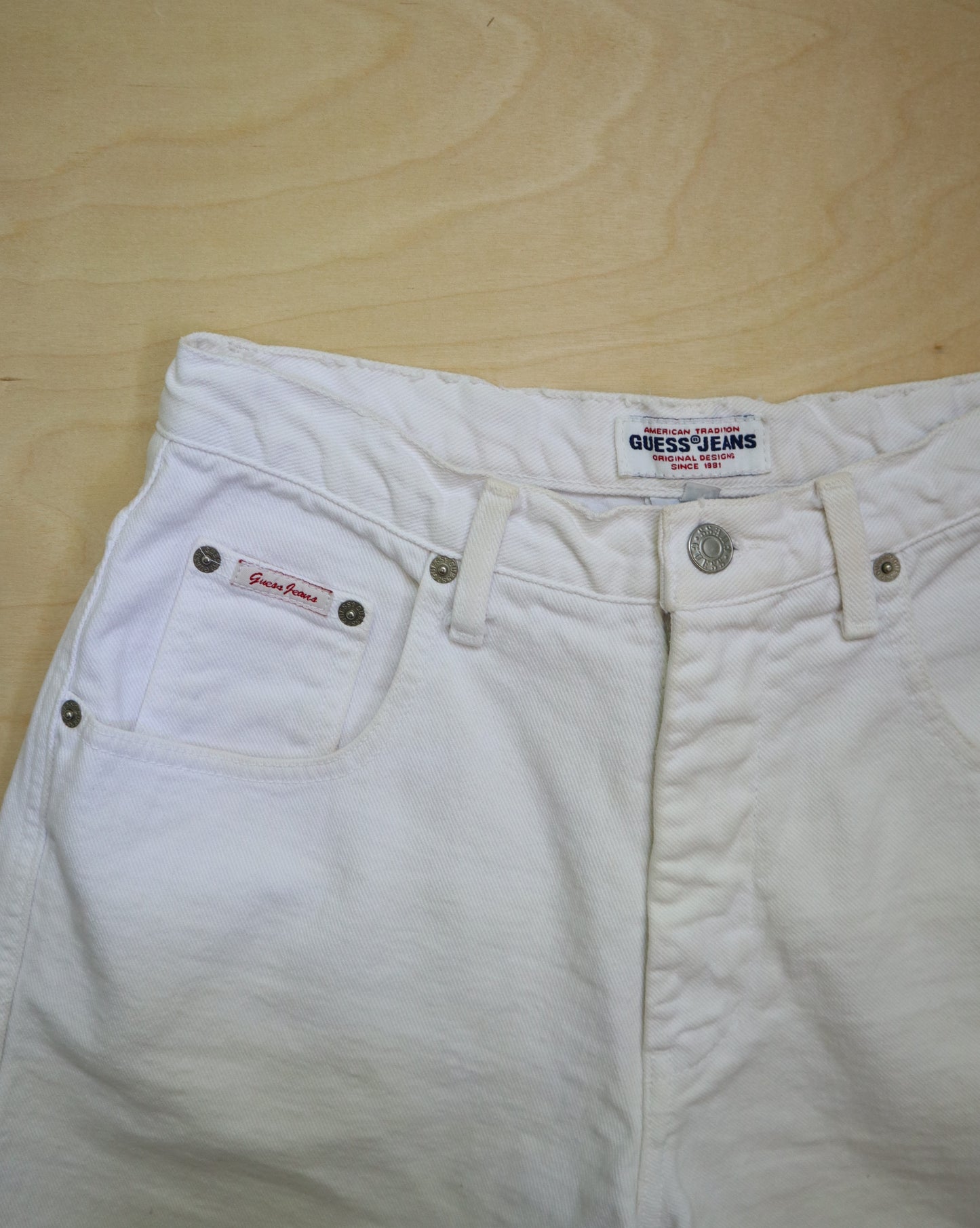 Vintage White Guess Jeans Shorts (28”)