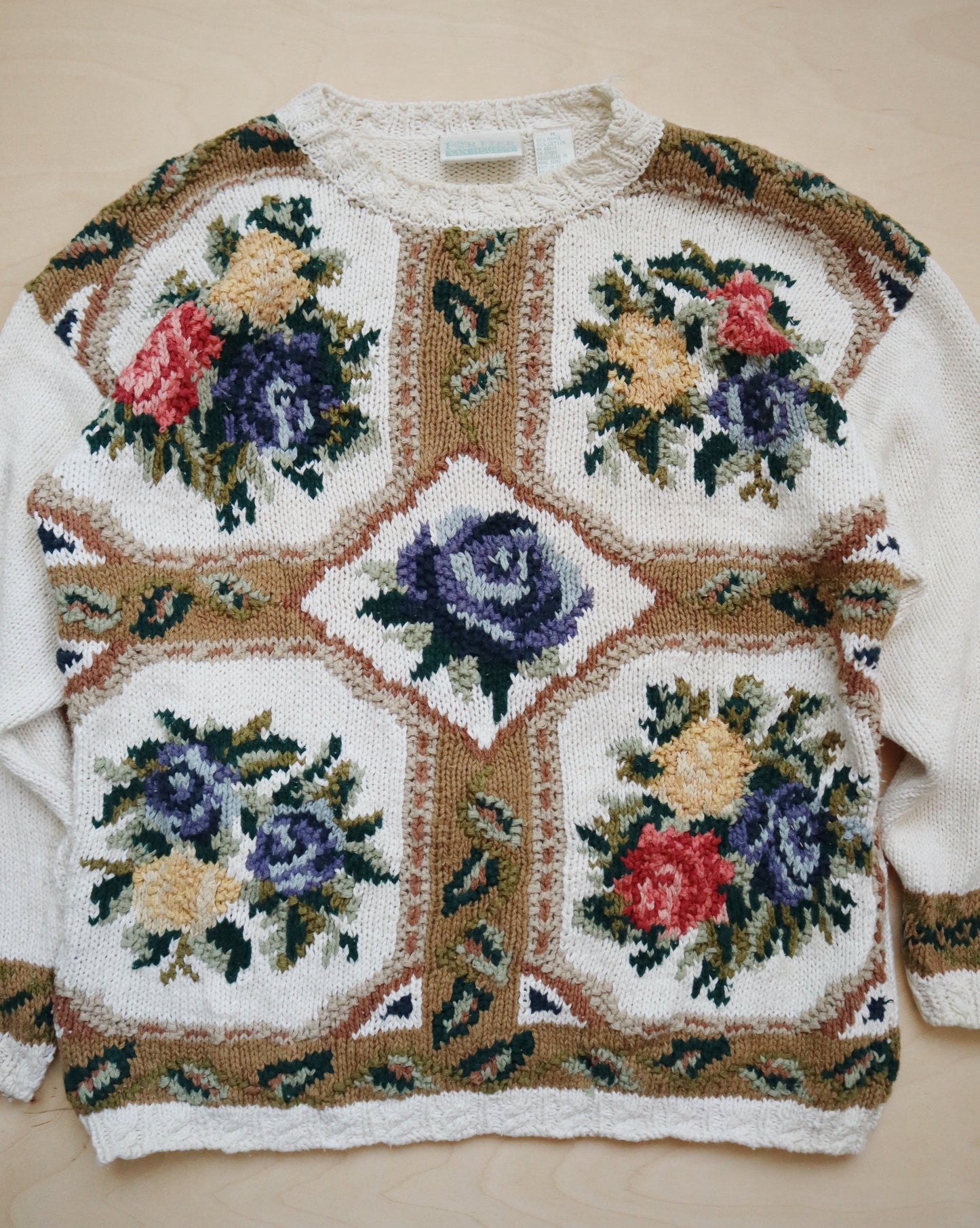 Vintage Floral Knitted Sweater (S/M)