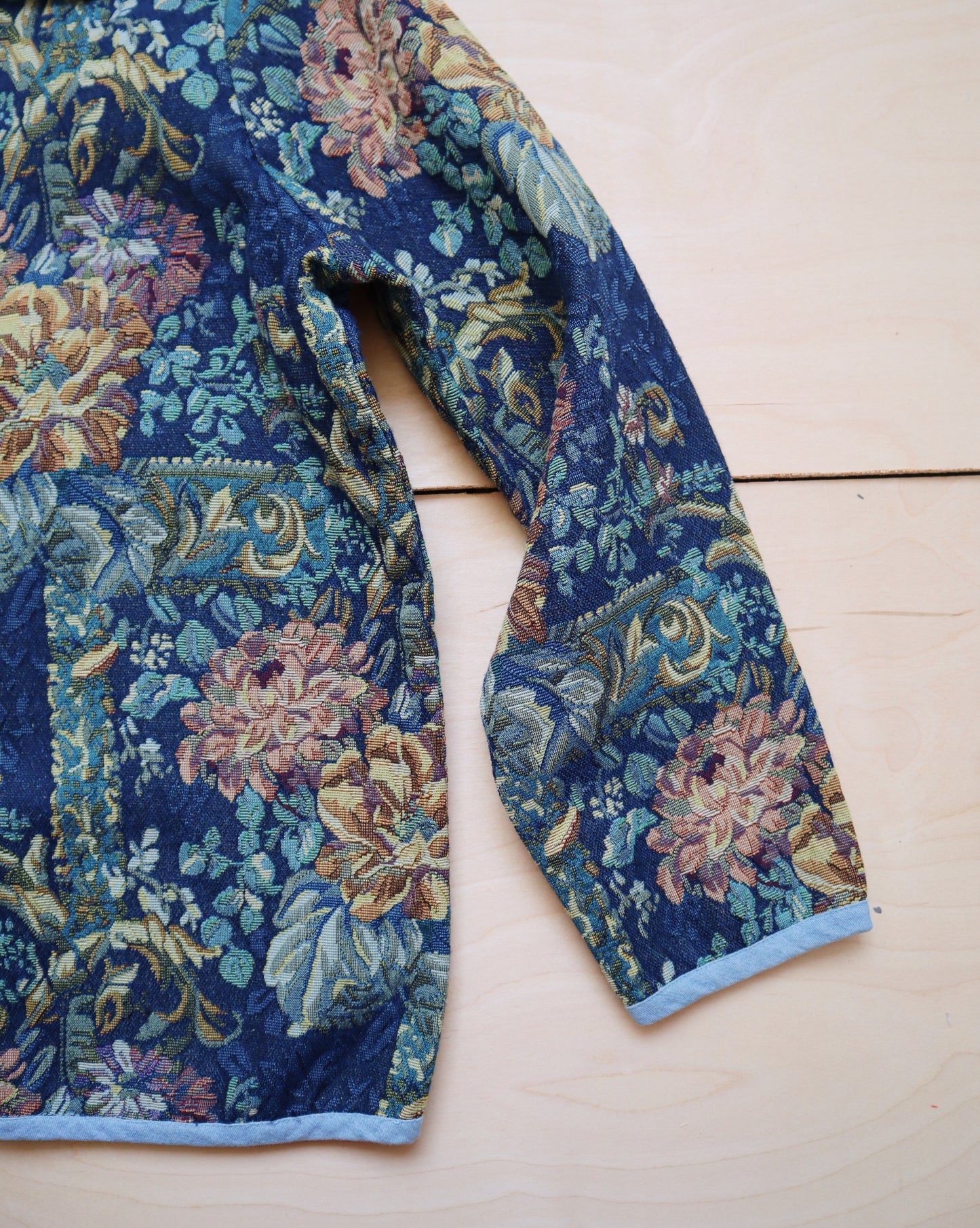 Vintage Blue Floral Tapestry Jacket (M/L)