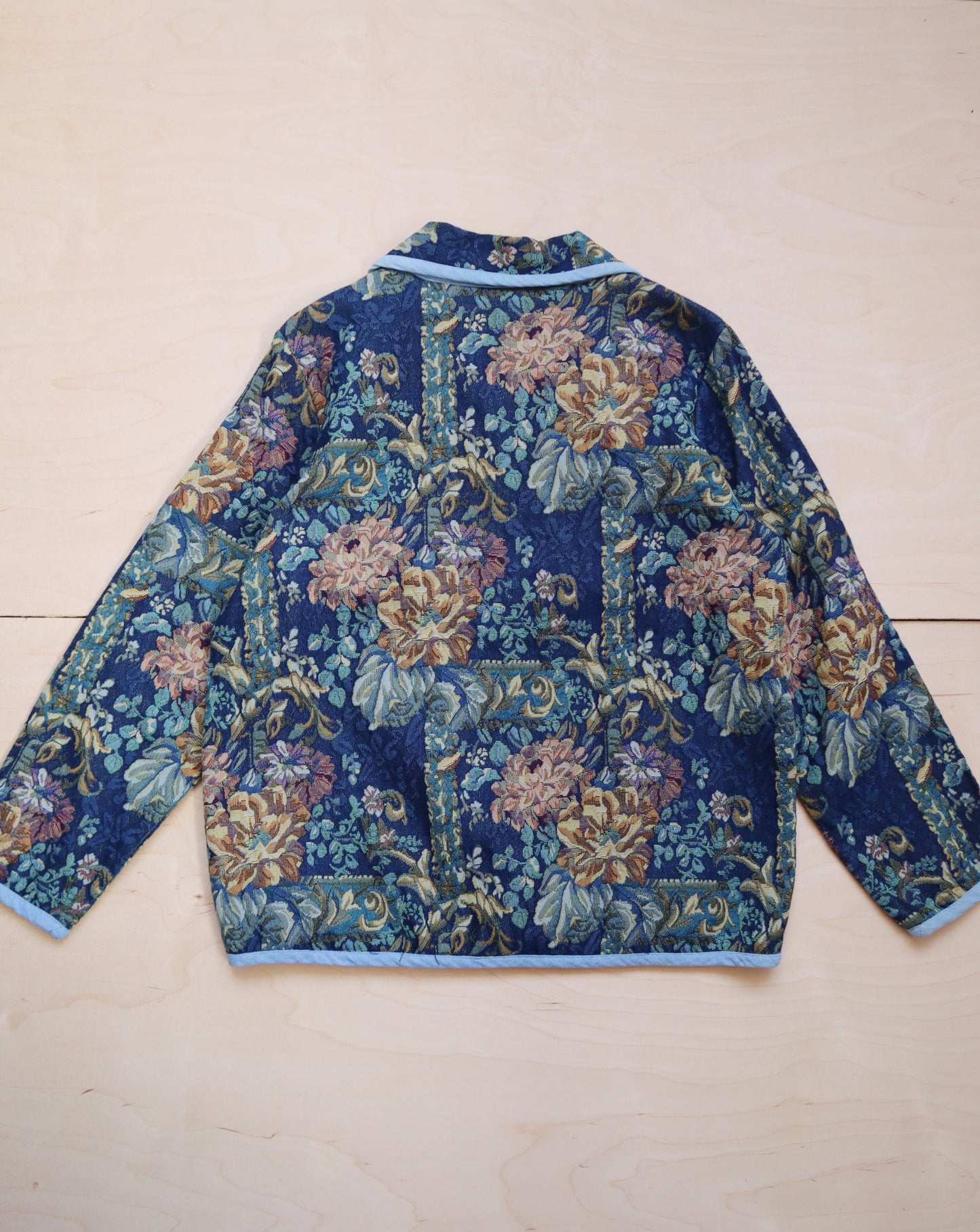 Vintage Blue Floral Tapestry Jacket (M/L)