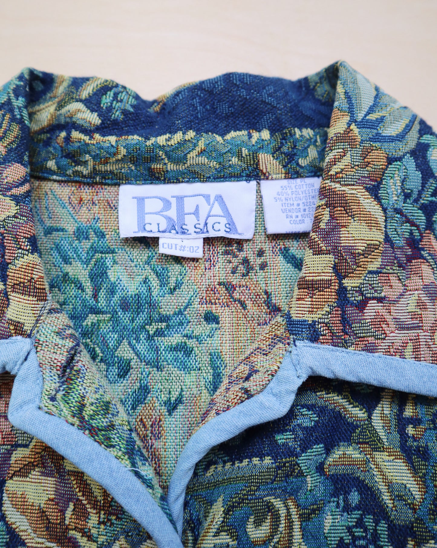 Vintage Blue Floral Tapestry Jacket (M/L)