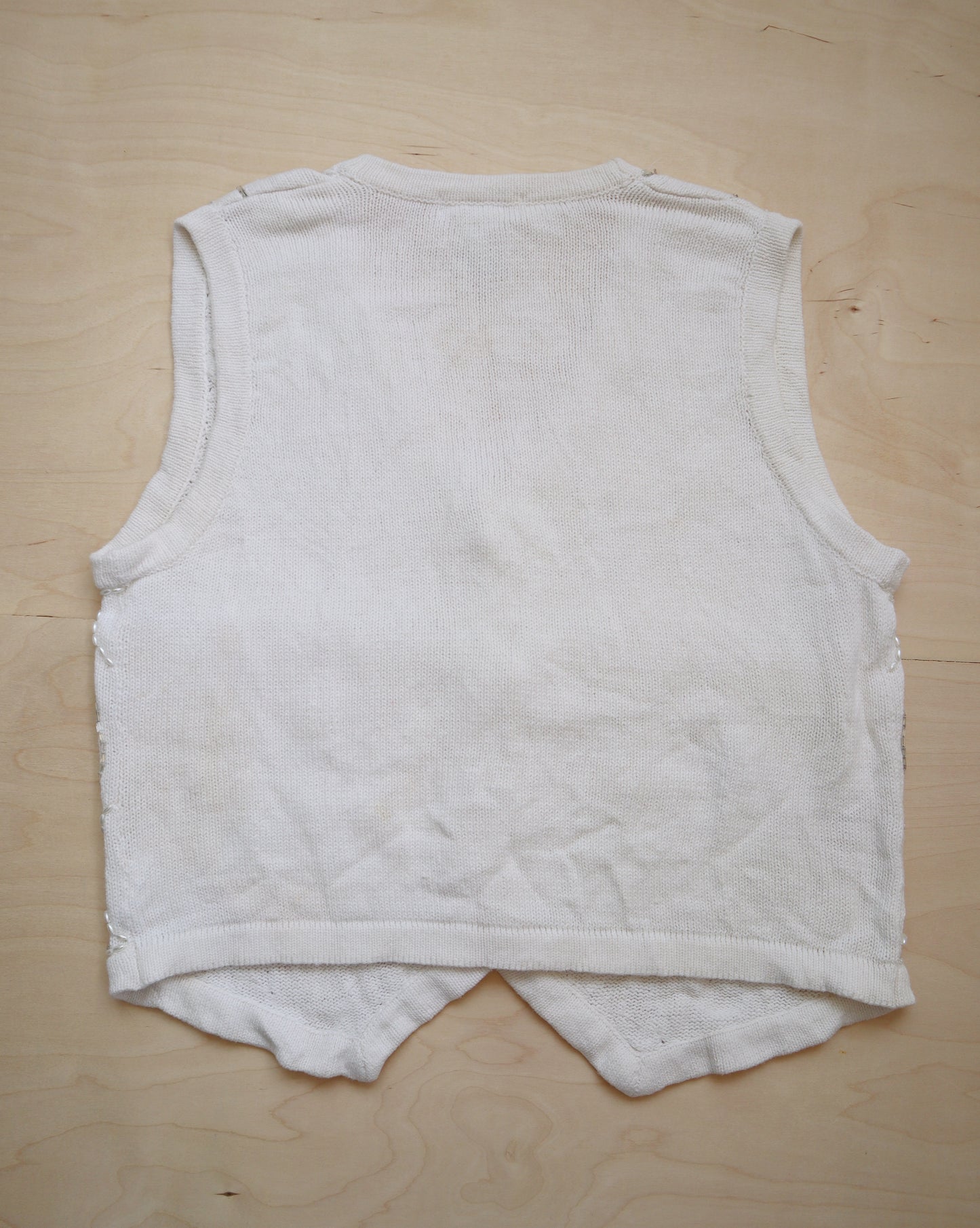 Vintage White Beaded Vest (L/XL)