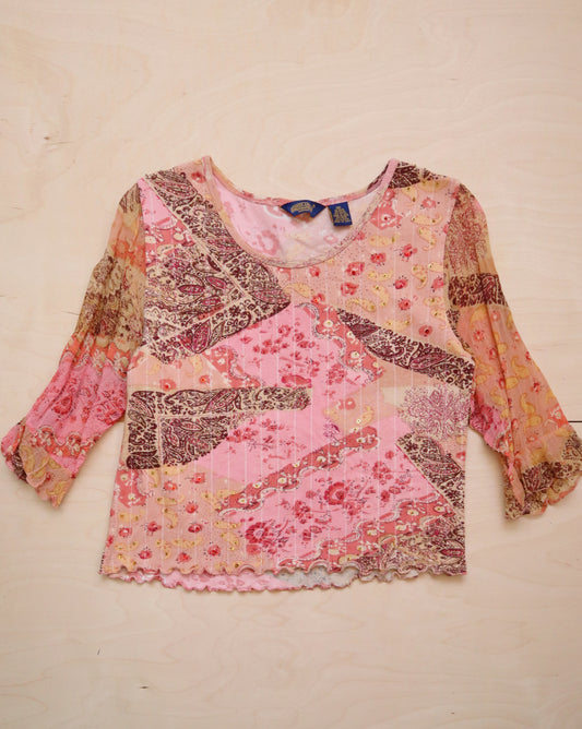 Vintage Paisley Pink Top (M/L)