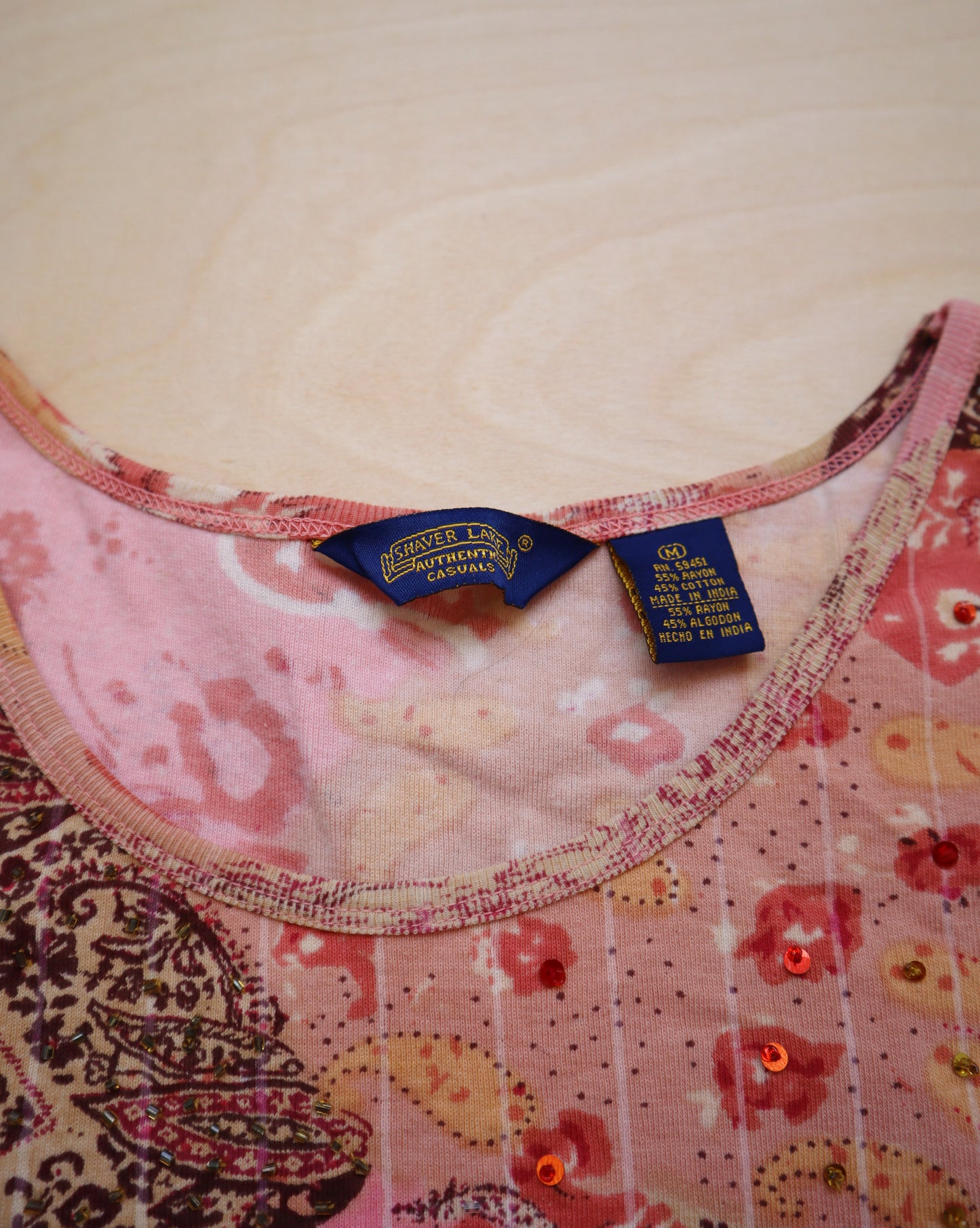 Vintage Paisley Pink Top (M/L)